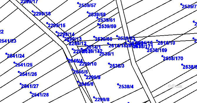 Parcela st. 2538/1 v KÚ Dobročkovice, Katastrální mapa