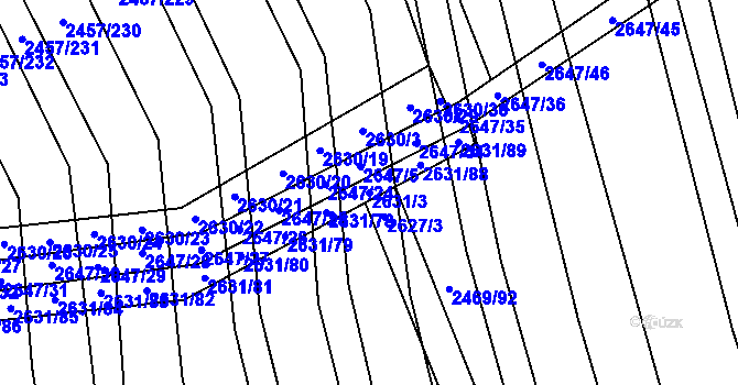 Parcela st. 2631/3 v KÚ Dobročkovice, Katastrální mapa