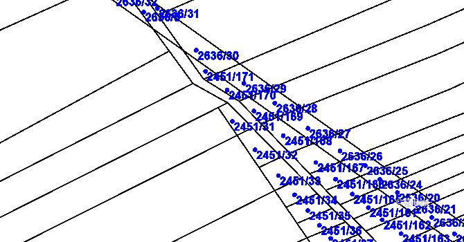 Parcela st. 2451/31 v KÚ Dobročkovice, Katastrální mapa