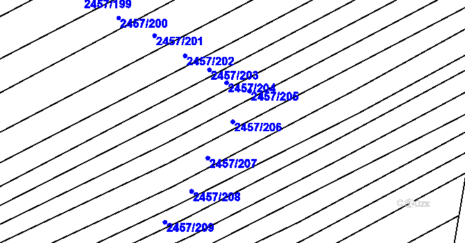 Parcela st. 2457/206 v KÚ Dobročkovice, Katastrální mapa