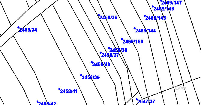 Parcela st. 2458/37 v KÚ Dobročkovice, Katastrální mapa