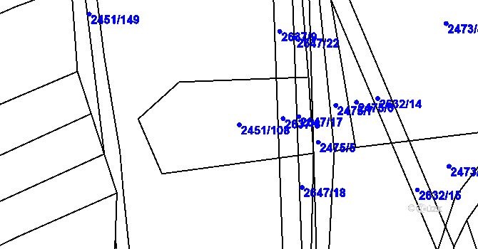 Parcela st. 2451/108 v KÚ Dobročkovice, Katastrální mapa