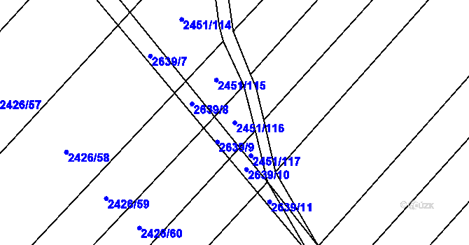 Parcela st. 2451/116 v KÚ Dobročkovice, Katastrální mapa