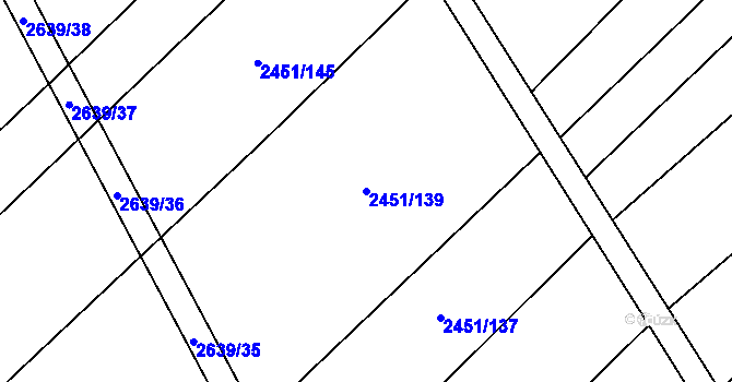 Parcela st. 2451/139 v KÚ Dobročkovice, Katastrální mapa