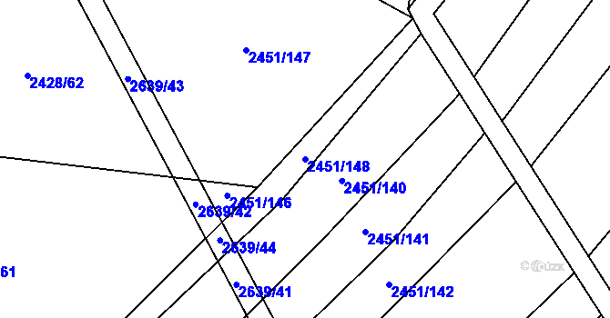 Parcela st. 2451/148 v KÚ Dobročkovice, Katastrální mapa