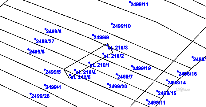 Parcela st. 210/2 v KÚ Dobročkovice, Katastrální mapa