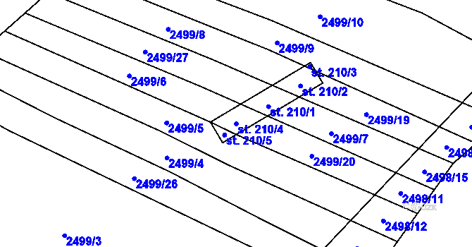 Parcela st. 210/4 v KÚ Dobročkovice, Katastrální mapa