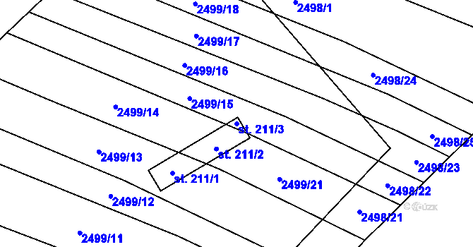 Parcela st. 211/3 v KÚ Dobročkovice, Katastrální mapa