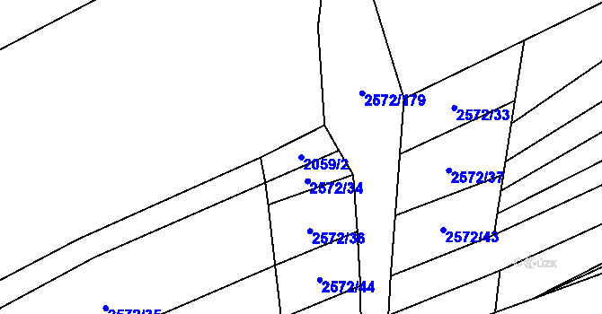 Parcela st. 2059/2 v KÚ Dobročkovice, Katastrální mapa