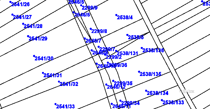 Parcela st. 2299/2 v KÚ Dobročkovice, Katastrální mapa
