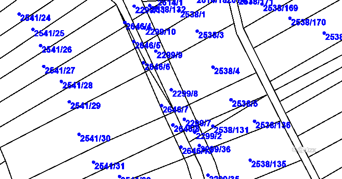 Parcela st. 2299/8 v KÚ Dobročkovice, Katastrální mapa