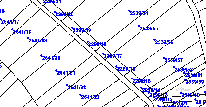 Parcela st. 2299/17 v KÚ Dobročkovice, Katastrální mapa