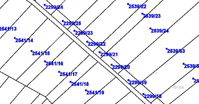 Parcela st. 2299/21 v KÚ Dobročkovice, Katastrální mapa