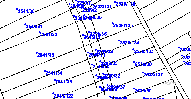 Parcela st. 2299/34 v KÚ Dobročkovice, Katastrální mapa