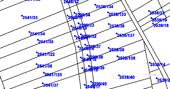 Parcela st. 2299/37 v KÚ Dobročkovice, Katastrální mapa