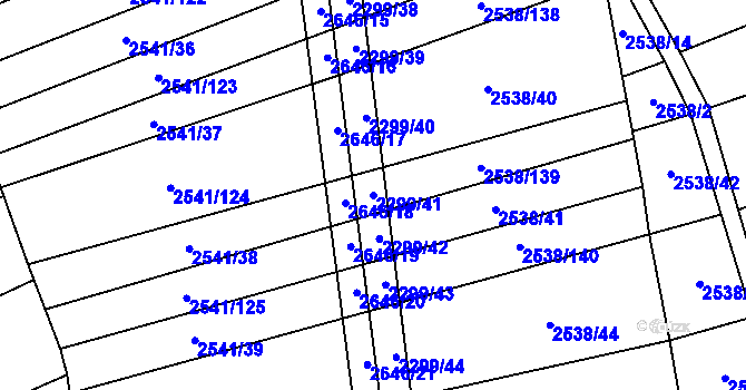 Parcela st. 2299/41 v KÚ Dobročkovice, Katastrální mapa