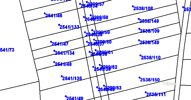 Parcela st. 2299/61 v KÚ Dobročkovice, Katastrální mapa