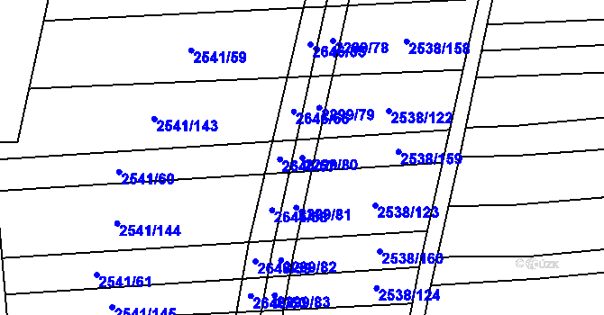 Parcela st. 2299/80 v KÚ Dobročkovice, Katastrální mapa