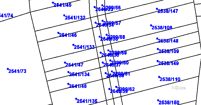 Parcela st. 2646/36 v KÚ Dobročkovice, Katastrální mapa