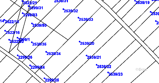 Parcela st. 2539/20 v KÚ Dobročkovice, Katastrální mapa