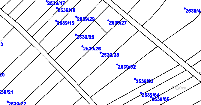 Parcela st. 2539/28 v KÚ Dobročkovice, Katastrální mapa