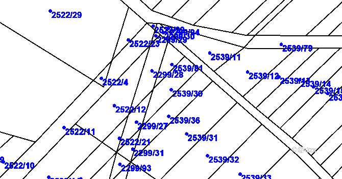 Parcela st. 2539/30 v KÚ Dobročkovice, Katastrální mapa