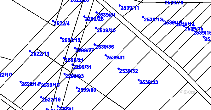 Parcela st. 2539/31 v KÚ Dobročkovice, Katastrální mapa