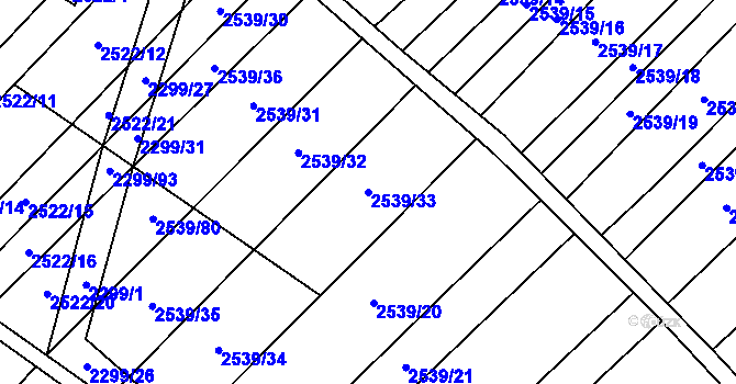 Parcela st. 2539/33 v KÚ Dobročkovice, Katastrální mapa