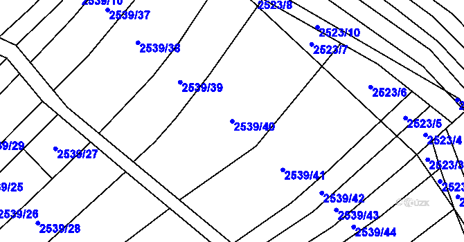 Parcela st. 2539/40 v KÚ Dobročkovice, Katastrální mapa