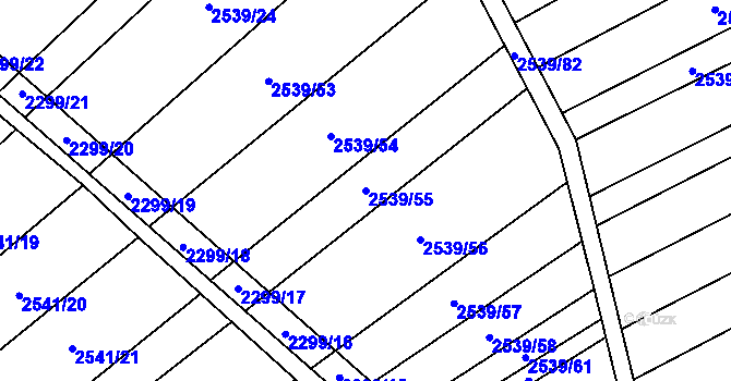 Parcela st. 2539/55 v KÚ Dobročkovice, Katastrální mapa