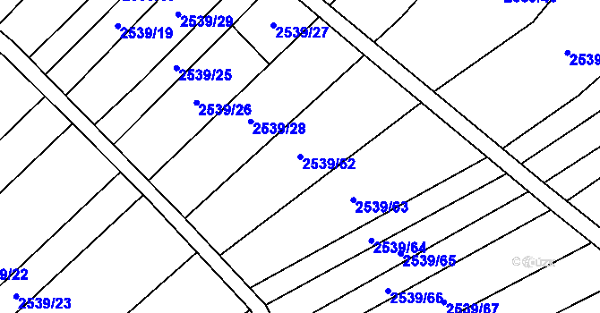 Parcela st. 2539/62 v KÚ Dobročkovice, Katastrální mapa