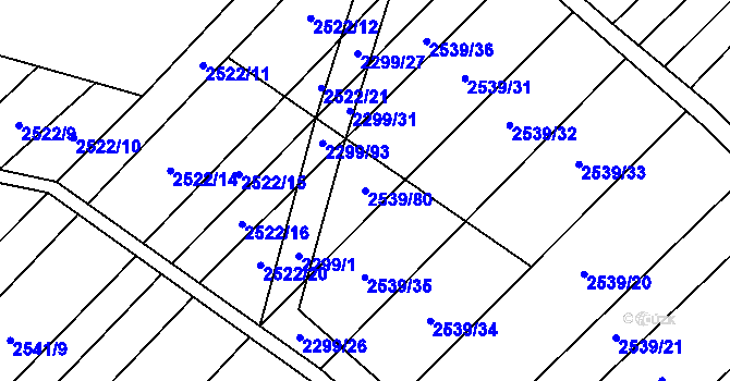 Parcela st. 2539/80 v KÚ Dobročkovice, Katastrální mapa