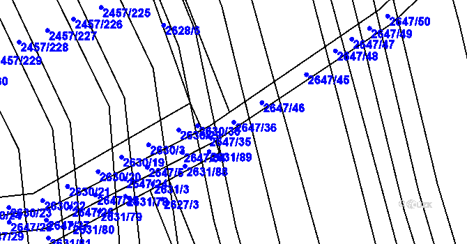 Parcela st. 2647/36 v KÚ Dobročkovice, Katastrální mapa