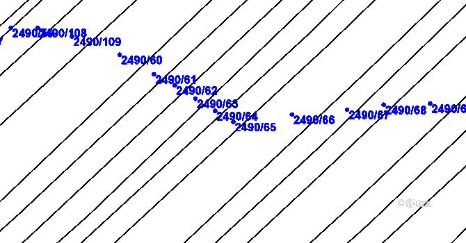 Parcela st. 2490/65 v KÚ Dobročkovice, Katastrální mapa