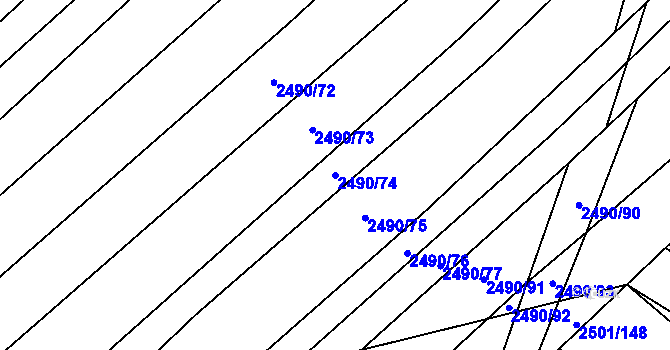 Parcela st. 2490/74 v KÚ Dobročkovice, Katastrální mapa