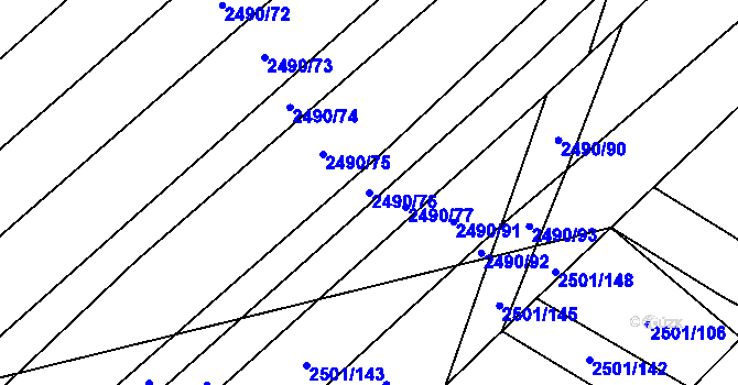 Parcela st. 2490/76 v KÚ Dobročkovice, Katastrální mapa