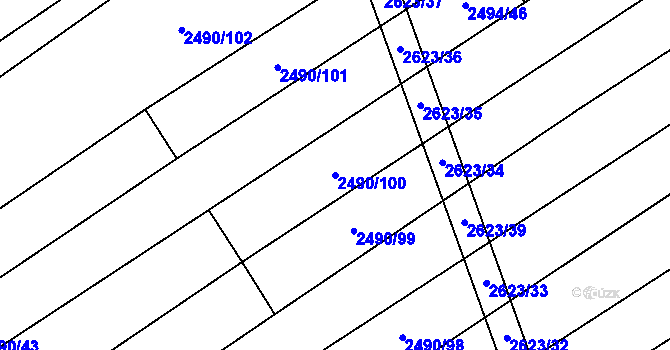 Parcela st. 2490/100 v KÚ Dobročkovice, Katastrální mapa