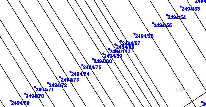 Parcela st. 2494/59 v KÚ Dobročkovice, Katastrální mapa