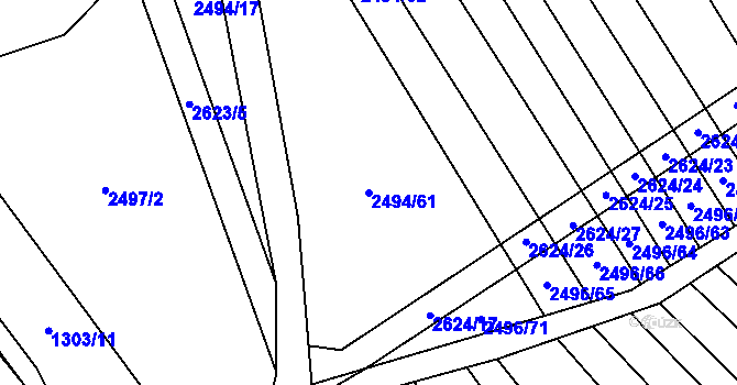 Parcela st. 2494/61 v KÚ Dobročkovice, Katastrální mapa