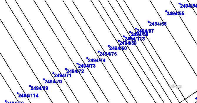 Parcela st. 2494/75 v KÚ Dobročkovice, Katastrální mapa