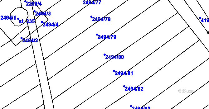 Parcela st. 2494/80 v KÚ Dobročkovice, Katastrální mapa