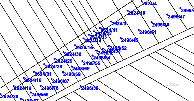 Parcela st. 2496/2 v KÚ Dobročkovice, Katastrální mapa