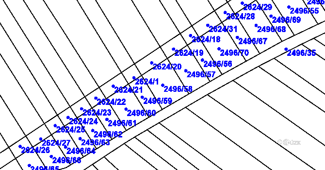 Parcela st. 2496/58 v KÚ Dobročkovice, Katastrální mapa