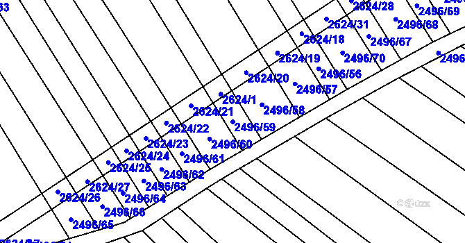 Parcela st. 2496/59 v KÚ Dobročkovice, Katastrální mapa