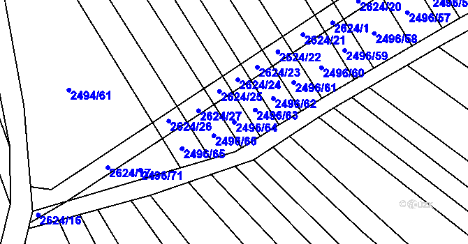 Parcela st. 2496/64 v KÚ Dobročkovice, Katastrální mapa