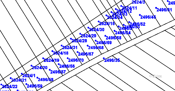 Parcela st. 2496/68 v KÚ Dobročkovice, Katastrální mapa