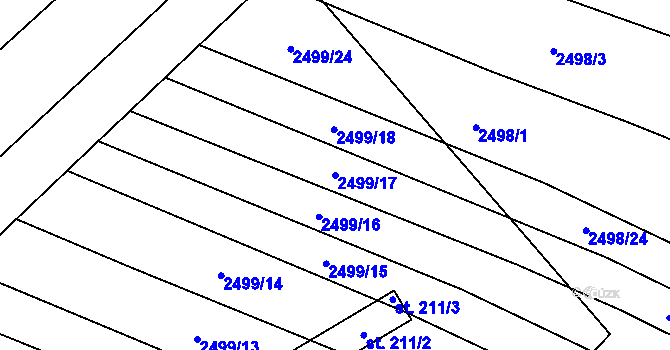Parcela st. 2499/17 v KÚ Dobročkovice, Katastrální mapa
