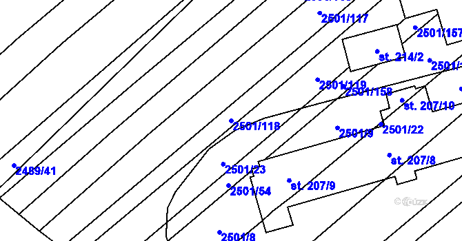 Parcela st. 2501/118 v KÚ Dobročkovice, Katastrální mapa