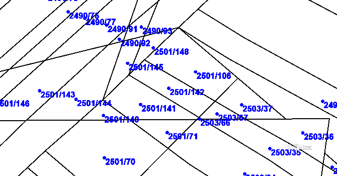 Parcela st. 2501/142 v KÚ Dobročkovice, Katastrální mapa