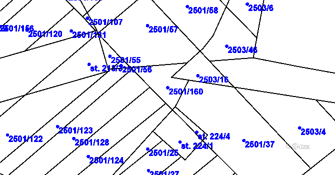 Parcela st. 2501/160 v KÚ Dobročkovice, Katastrální mapa